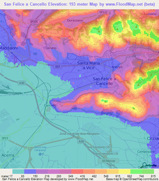 San Felice a Cancello,Italy Elevation Map