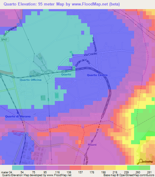 Quarto,Italy Elevation Map