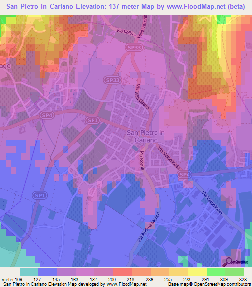 San Pietro in Cariano,Italy Elevation Map