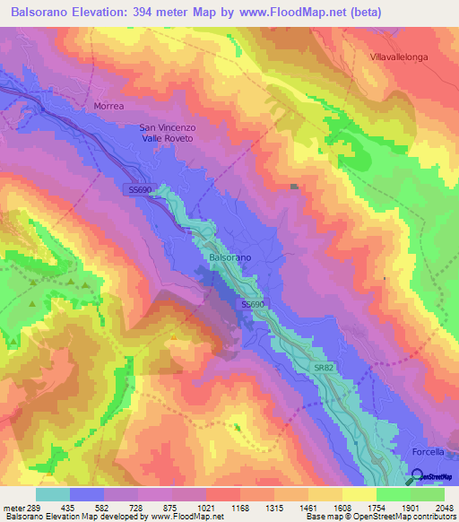 Balsorano,Italy Elevation Map