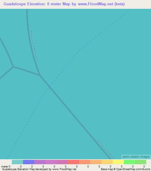 Guadeloupe,Antigua and Barbuda Elevation Map