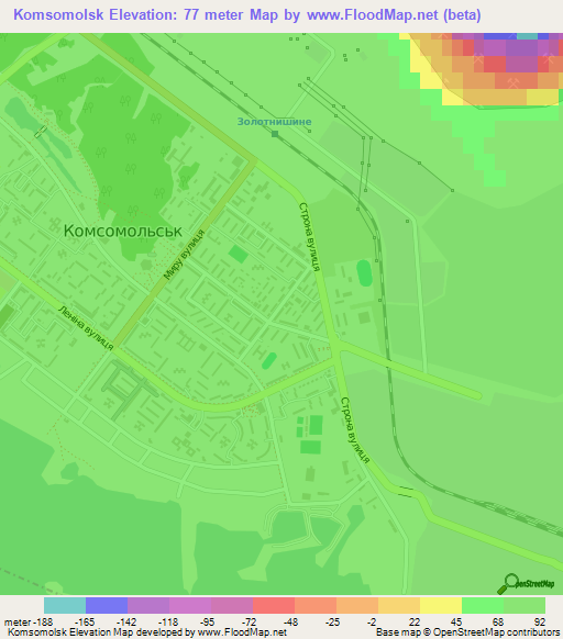 Komsomolsk,Ukraine Elevation Map