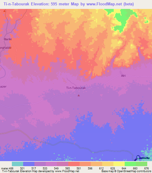 Ti-n-Tabourak,Niger Elevation Map