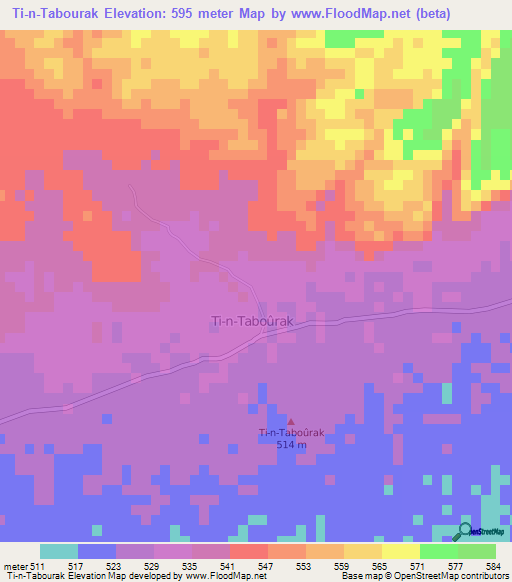 Ti-n-Tabourak,Niger Elevation Map