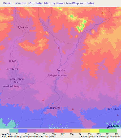 Bariki,Niger Elevation Map