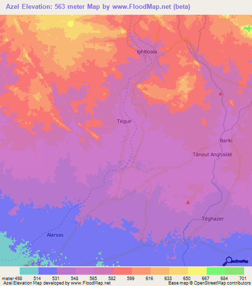 Azel,Niger Elevation Map