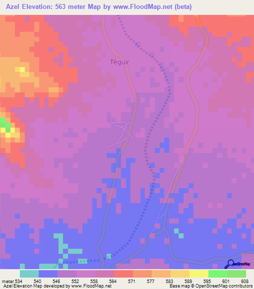 Azel,Niger Elevation Map