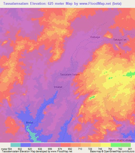 Tassalamsalam,Niger Elevation Map