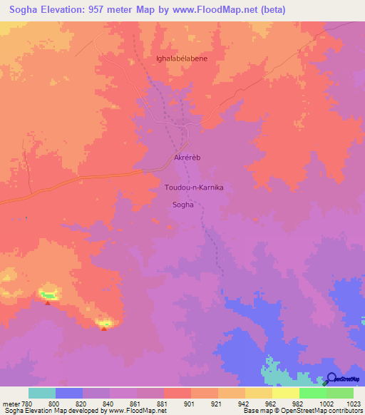 Sogha,Niger Elevation Map