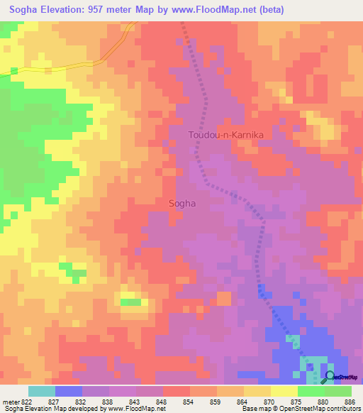 Sogha,Niger Elevation Map