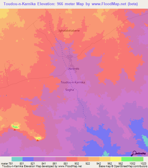 Toudou-n-Karnika,Niger Elevation Map