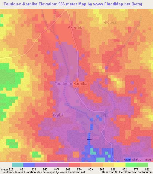 Toudou-n-Karnika,Niger Elevation Map