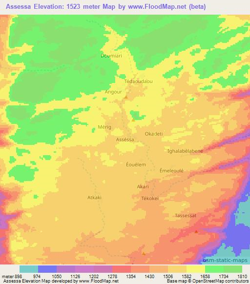 Assessa,Niger Elevation Map