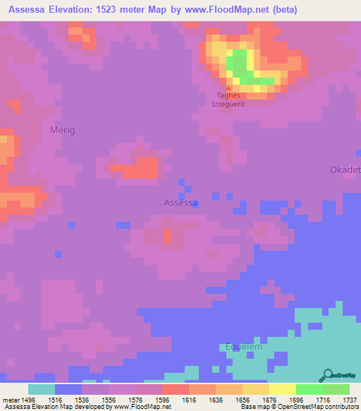 Assessa,Niger Elevation Map