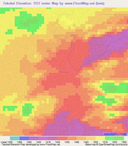 Tekokei,Niger Elevation Map