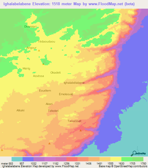 Ighalabelabene,Niger Elevation Map