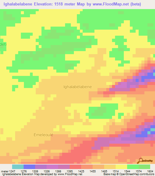 Ighalabelabene,Niger Elevation Map