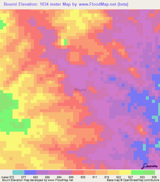 Bourni,Niger Elevation Map