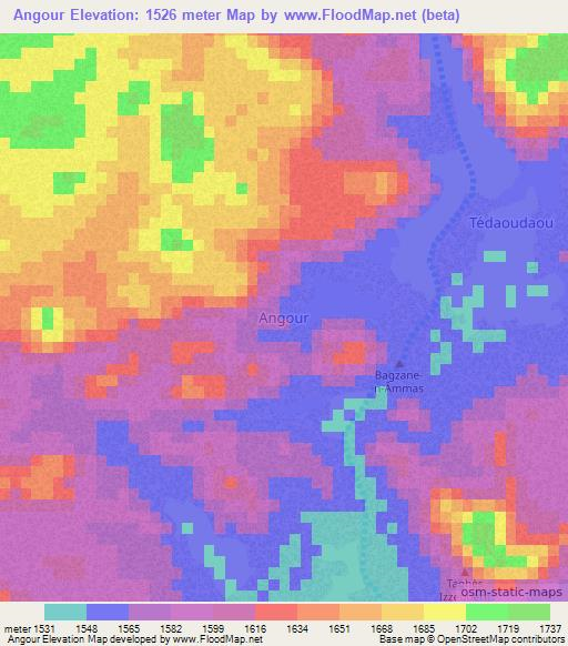 Angour,Niger Elevation Map