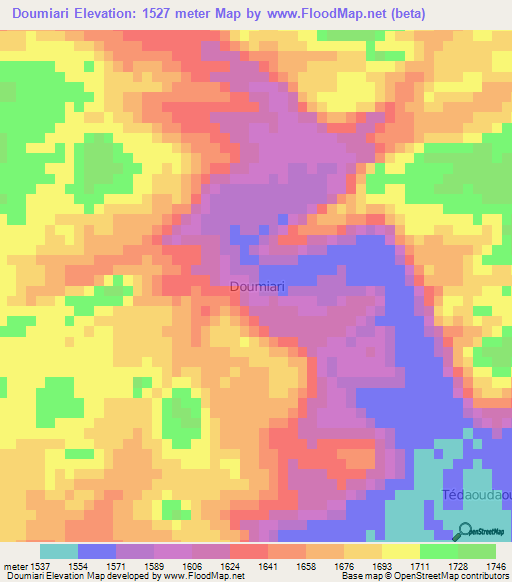 Doumiari,Niger Elevation Map