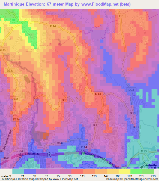 Martinique,Martinique Elevation Map