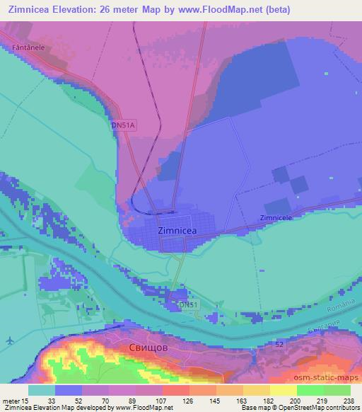 Zimnicea,Romania Elevation Map