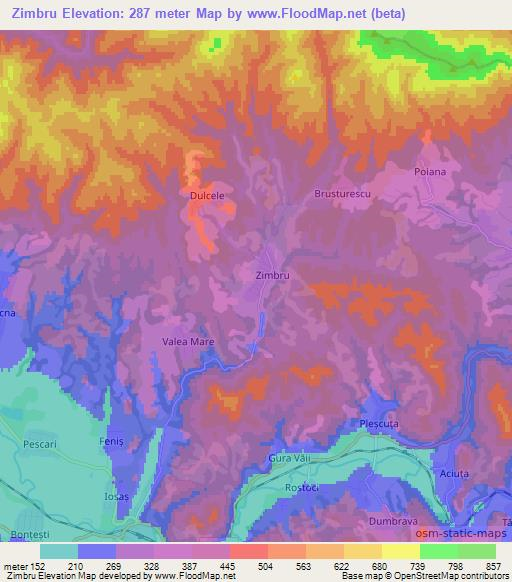 Elevation of Zimbru,Romania Elevation Map, Topography, Contour