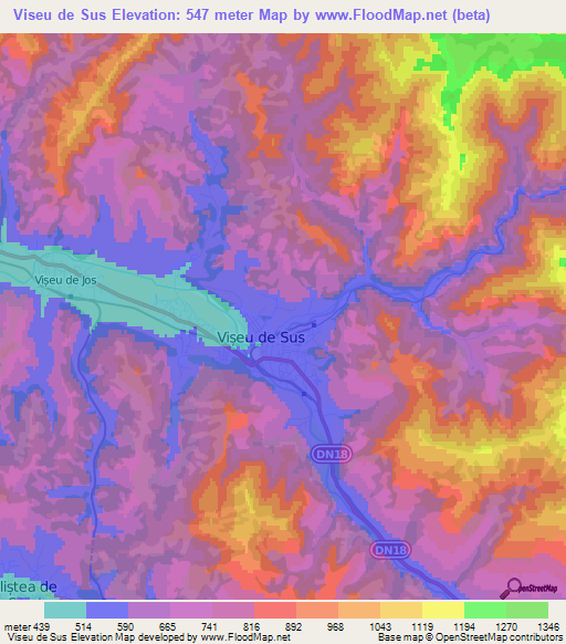 Viseu de Sus,Romania Elevation Map