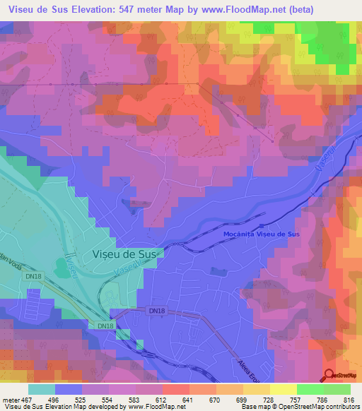 Viseu de Sus,Romania Elevation Map