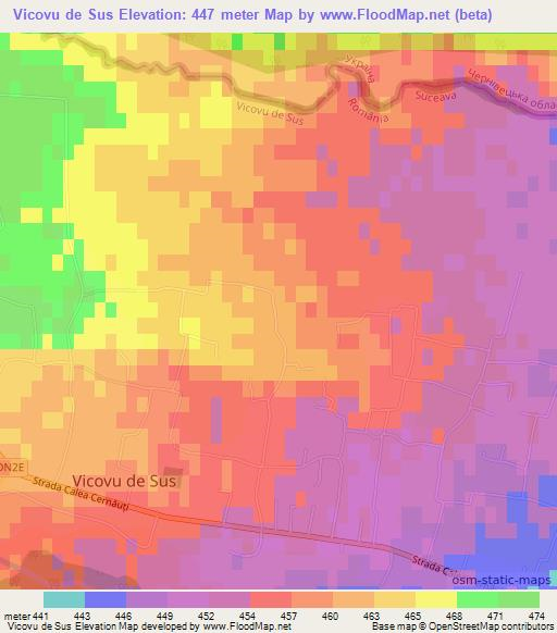 Vicovu de Sus,Romania Elevation Map