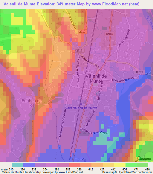 Valenii de Munte,Romania Elevation Map