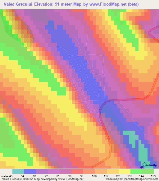 Valea Grecului,Romania Elevation Map