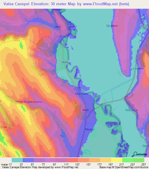 Valea Canepei,Romania Elevation Map