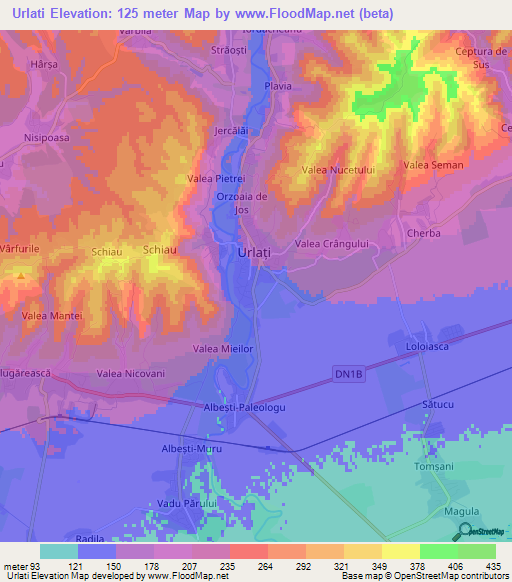 Urlati,Romania Elevation Map