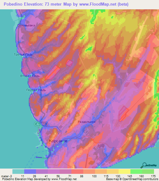 Pobedino,Russia Elevation Map