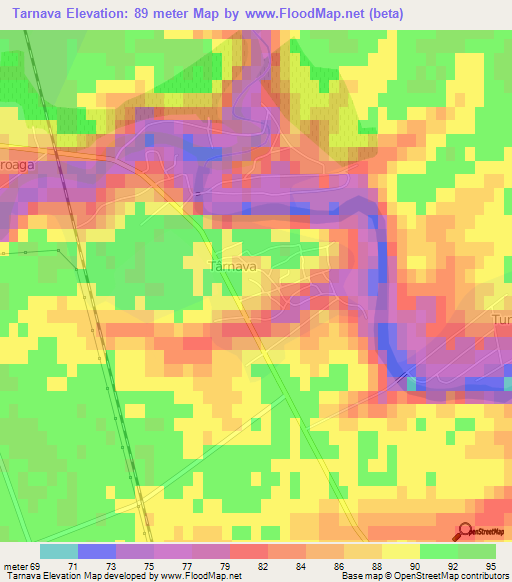 Tarnava,Romania Elevation Map