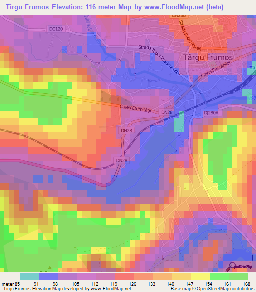 Tirgu Frumos,Romania Elevation Map