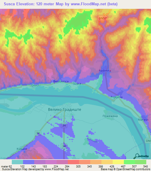 Susca,Romania Elevation Map