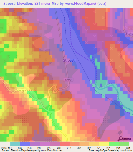 Stroesti,Romania Elevation Map