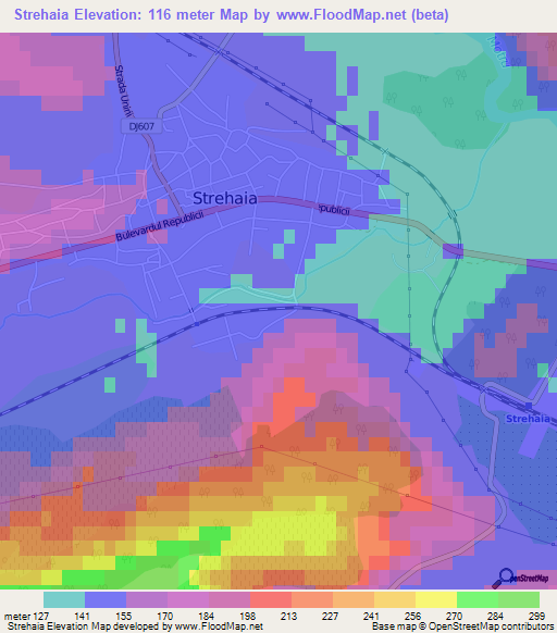 Strehaia,Romania Elevation Map