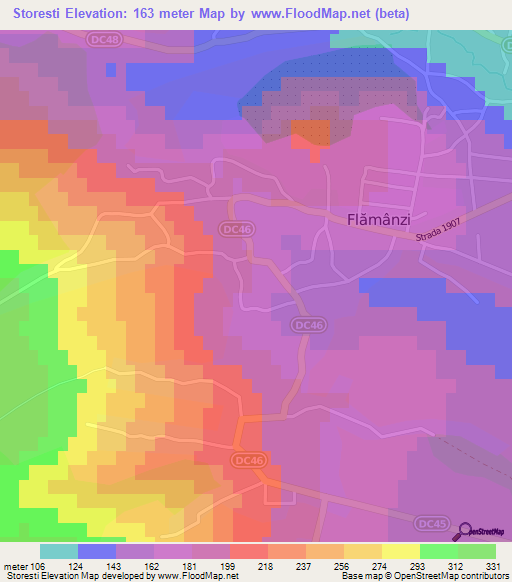 Storesti,Romania Elevation Map