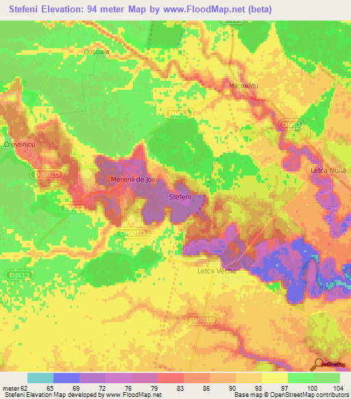 Stefeni,Romania Elevation Map