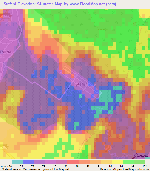 Stefeni,Romania Elevation Map