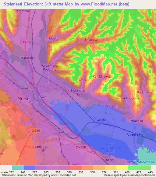 Stefanesti,Romania Elevation Map