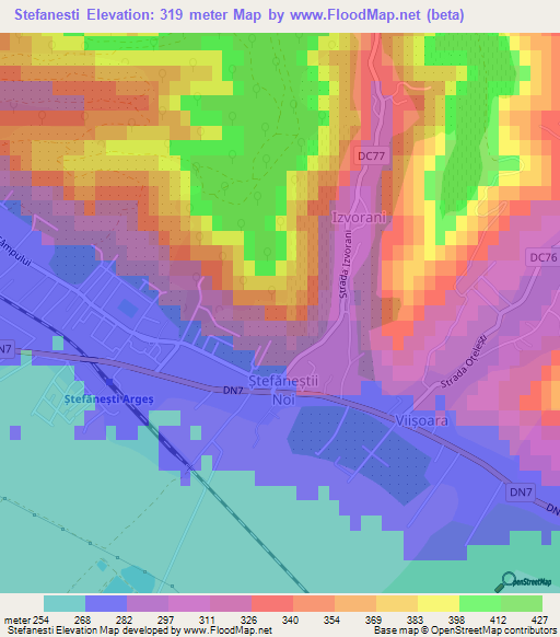 Stefanesti,Romania Elevation Map