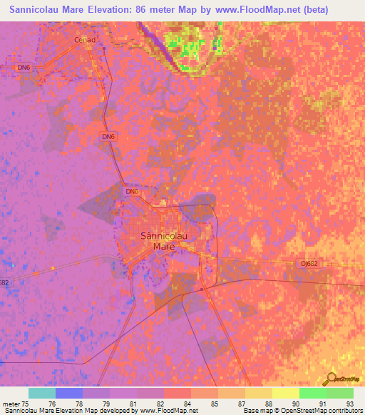 Sannicolau Mare,Romania Elevation Map