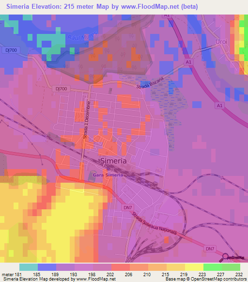 Simeria,Romania Elevation Map