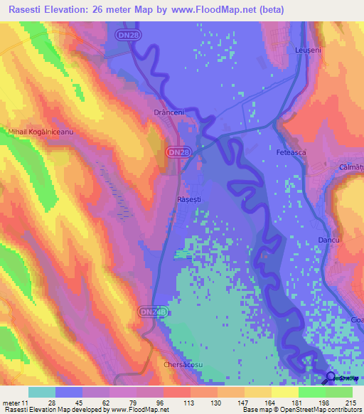 Rasesti,Romania Elevation Map