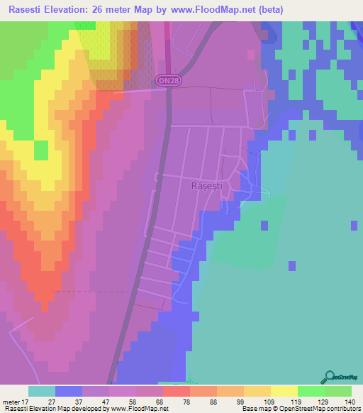 Rasesti,Romania Elevation Map