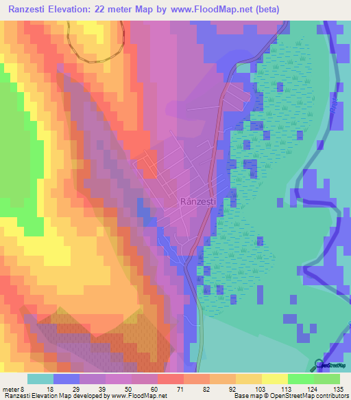 Ranzesti,Romania Elevation Map